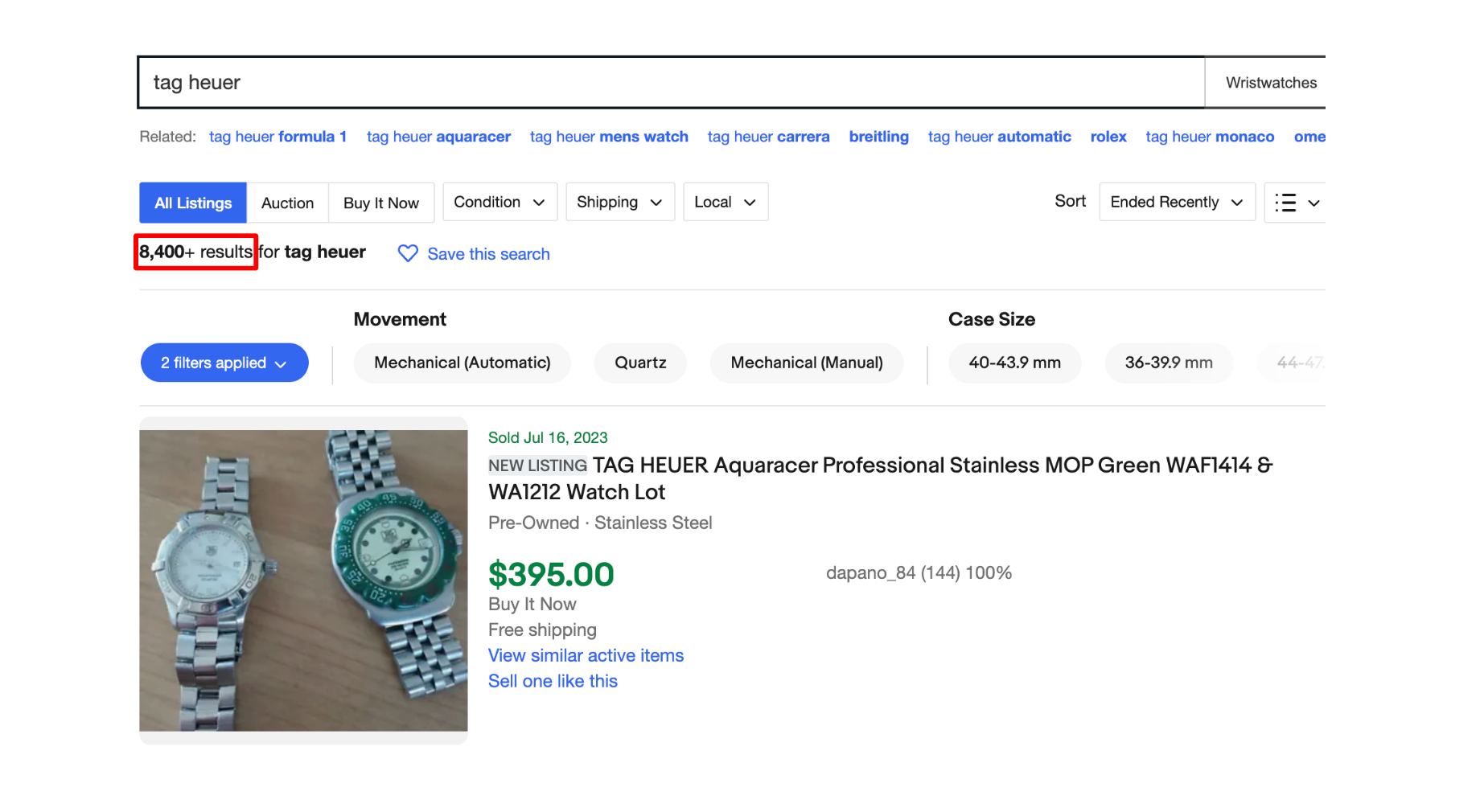 時計 TAG Heuerを eBay でリサーチ