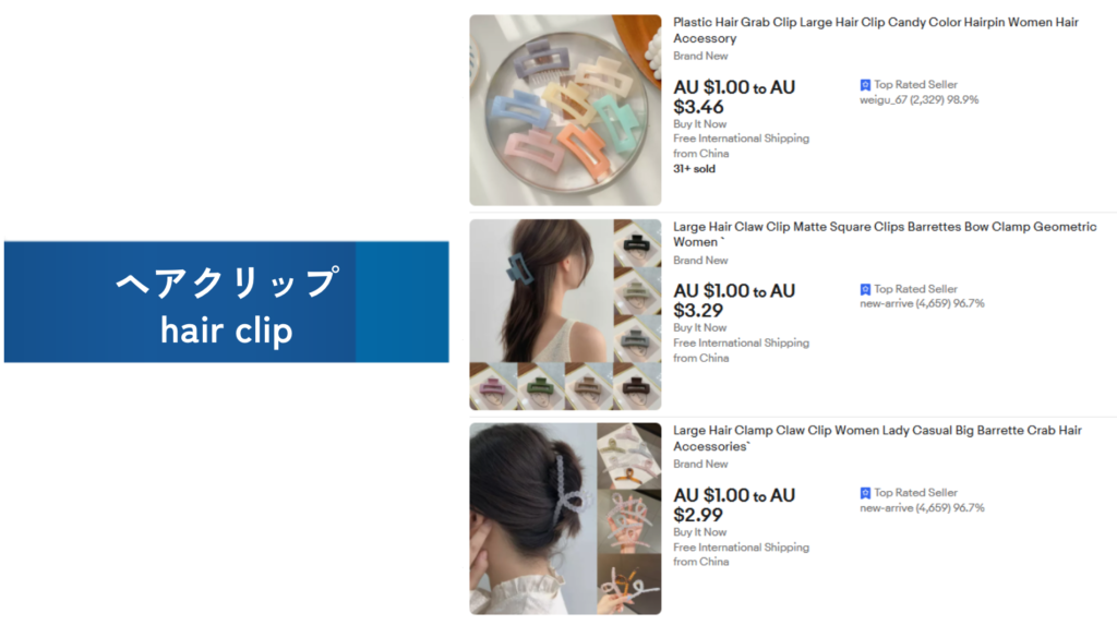 必需品の例：ヘアクリップ（hair clip）