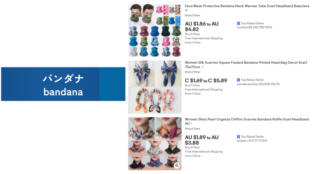 必需品の例：バンダナ（bandana）