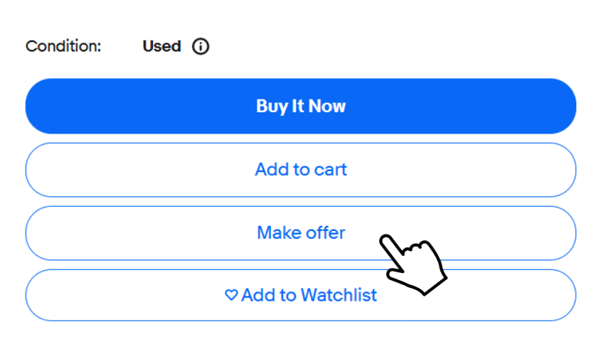 商品ページに Make Offer が表示されている画面